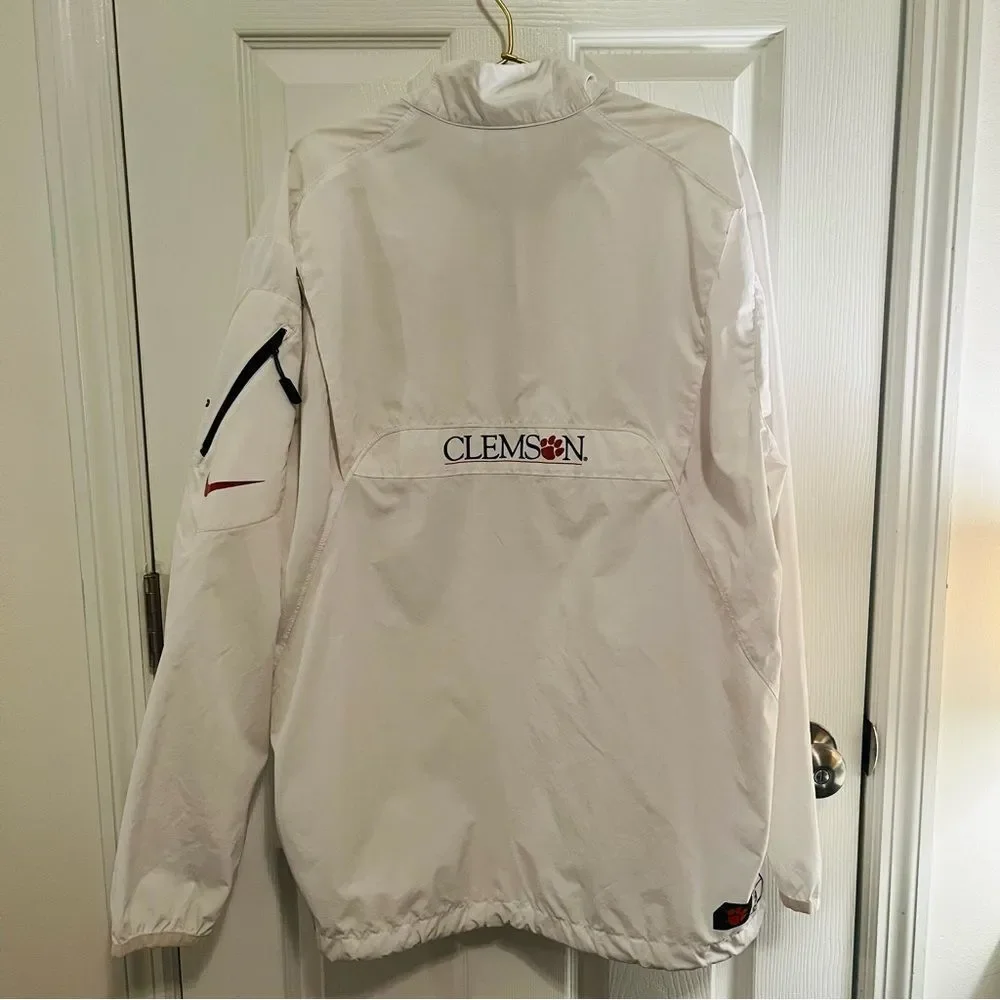 Clemson Nike White Windbreaker with Orange Logo